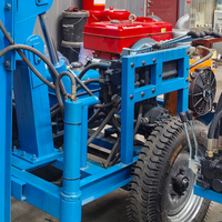 Foreuse portable sur roues de 120 m, 28 CV, 35 CV, à double usage eau-air, intégrée pour puits d'eau, avec pompe à boue