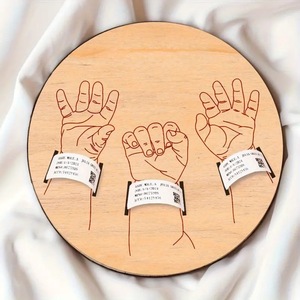 Porta Braccialetto Ricordo in Legno per Neonato, da Incidere, per <span class=keywords><strong>Nascita</strong></span> in Ospedale, Segnaposto di Compleanno Fai da Te - Product Image 4