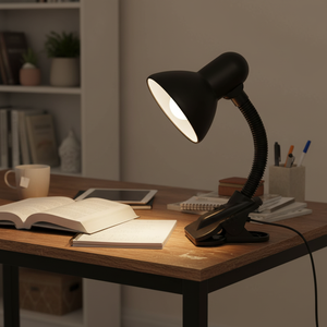 BEL AIR HOME - DEDALO Desk Clamp Flexo <b>Lamp</b> - Ideal for Reading Areas and Desks - E-27 Socket for Any E-27 Bulb (METAL BLACK) - Product Image 3