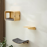 Lit mural de luxe 2025 en acrylique et bois pour chat, mobilier interactif durable pour animaux de compagnie, nid de salon, étagère à motif uni, jouets pour chat