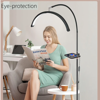 Lampe de sol pour extensions de cils, lumière LED demi-lune avec plateau, télécommande, 36W, lumière de beauté pour esthéticiennes