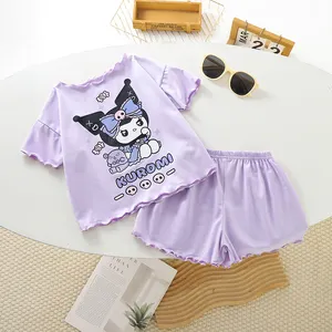 Boys And Girls Summer Thin Short-sleeved Cartoon Printed Small Zhongtong Boys And Girls Baby Homewear Set