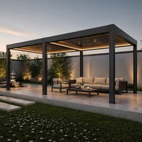 Pergola de jardin motorisée en aluminium avec lames orientables, parasol extérieur automatique télécommandé