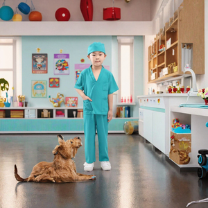 Disfraz de Médico/a para Niños, Conjunto de Seis Piezas para Halloween, Quirófano, Laboratorio, Juego de Roles, Pantalones de Poliéster - Product Image 2