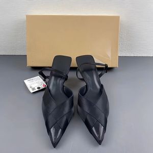 YX 2026 Nuevos Tacones Altos de Mujer con Punta Puntiaguda, Malla Cruzada y Correa Elástica Trasera, Estilo Veraniego Sexy y Fresco - Product Image 3