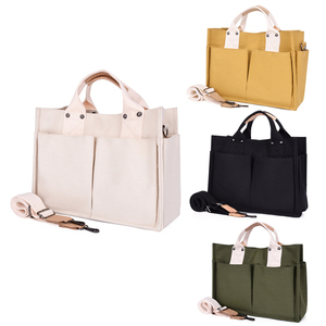 Sacs fourre-tout en toile réutilisables personnalisés avec fermeture éclair 34x14x25cm, couleur unie, logo personnalisé, avec poignées - Product Image 2