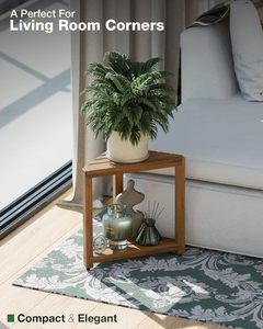Banc <span class=keywords><strong>de</strong></span> douche d'angle en <span class=keywords><strong>bois</strong></span> d'acacia avec étagère <span class=keywords><strong>de</strong></span> rangement, tabouret <span class=keywords><strong>de</strong></span> salle <span class=keywords><strong>de</strong></span> bain étanche pour le rasage des jambes et organisateur <span class=keywords><strong>de</strong></span> douche - Product Image 2