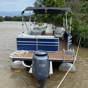 19ft 5.8m Twin Hull Lake River Catamaran Aluminum Pontoon Boat For Sale