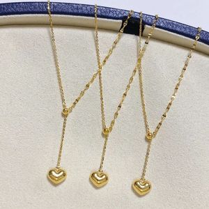 Collier ajustable avec pendentif en forme de cœur en or véritable 18 carats, bijoux élégants pour femmes, tendance Xinfly Ins. - Product Image 4