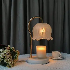 Crystal Flower Dimmable Candle Melter Halogen Wax Melting Bulb Candle Warmer Lamp With Timer For Scented Jar