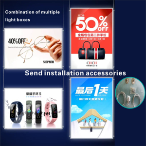 Tùy chỉnh siêu mỏng hai mặt <span class=keywords><strong>LED</strong></span> quảng cáo lightbox hiển thị dấu hiệu khung nhôm trong nhà treo kính bảng điều khiển phía trước - Product Image 4
