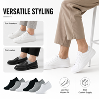 KTS341 Fabricant OEM Personnalisé 6 Paires de Chaussettes de Sport pour Hommes en Coton, Invisibles, Fines, Respirantes, Sans Coutures, Noir/Blanc/Gris pour la Course à Pied
