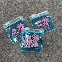 Sacs à fermeture éclair transparents bleus de luxe avec logo personnalisé en PVC, petits sacs d'emballage refermables pour bijoux de mode et petits produits