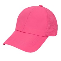 Gorra de béisbol transpirable de malla de 6 paneles para mujer, de secado rápido, con protección solar, para deportes al aire libre, con logo personalizado, para coletas, ideal para verano.