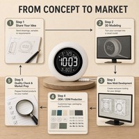 Runder LCD-Vibrationsalarm mit Countdown-Musikalarm, wiederaufladbarer Tischuhr, anpassbar