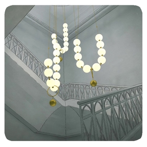 LIANGTE custom decorazione per la casa luce led ciondolo <span class=keywords><strong>collana</strong></span> in acrilico luce lampada <span class=keywords><strong>a</strong></span> sfera cucina hotel minimalista lampadario in <span class=keywords><strong>oro</strong></span> - Product Image 5
