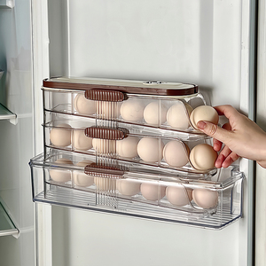 WANUO 3-Tier buzdolabı yumurta organizatör kendinden haddeleme yumurta organizatör mutfak yumurta organizatör için plastik yumurta organizatör buzdolabı - Product Image 3