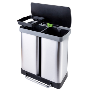Rubbish Bin Bins Pedal Rubbish Bin 60L Foot Pedal Trash Can Rubbish Bin Dual Waste Bin Plastic Kitchen Garbage Bins Hotel Garbage Can Waste Container Lid