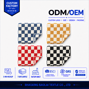 Manta de Felpa Suave con Diseño de Tablero de Ajedrez, 100% Poliéster, <span class=keywords><strong>Azul</strong></span> <span class=keywords><strong>Marino</strong></span> y Crema, Acogedora, Tejida, Reversible, Cálida, para las Cuatro Estaciones - Product Image 4