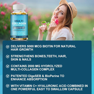 Factory Supply <strong>Multi</strong> <strong>Collagen</strong> Softgels with Biotin Supports Skin Hair Nails &amp; Joint Health, 120 Count Dietary <strong>Supplement</strong> - Product Image 3