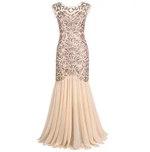 के Gatsby विंटेज 1920 के दशक याद दिलाना मनके सेक्विन मैक्सी सरासर कपड़े Sparkly महिला लांग पार्टी पोशाक cosplay कॉस्टयूम पार्टी पोशाक
