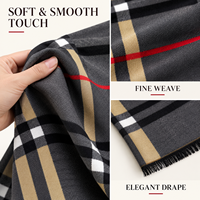 Écharpe d'hiver de luxe en viscose et laine, sensation cachemire, pour homme, tissée jacquard à carreaux
