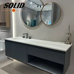 Modern minimalist smart bathroom cabinet combination artificial marble washstand set toilet washbasin