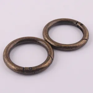 43mm Antique Brass Alloy Metal Bag Round Spring Gate O Ring Carabiner