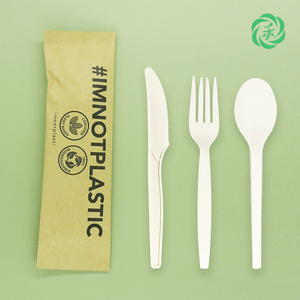 Set di posate usa e getta biodegradabile di amido di mais PSM Kit di posate ecocompatibili con coltello e forchetta - Product Image 4