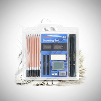 Ensemble professionnel de crayons à dessin et à croquis en métal KAMEI de 26 pièces avec accessoires, crayons à fusain et pastel