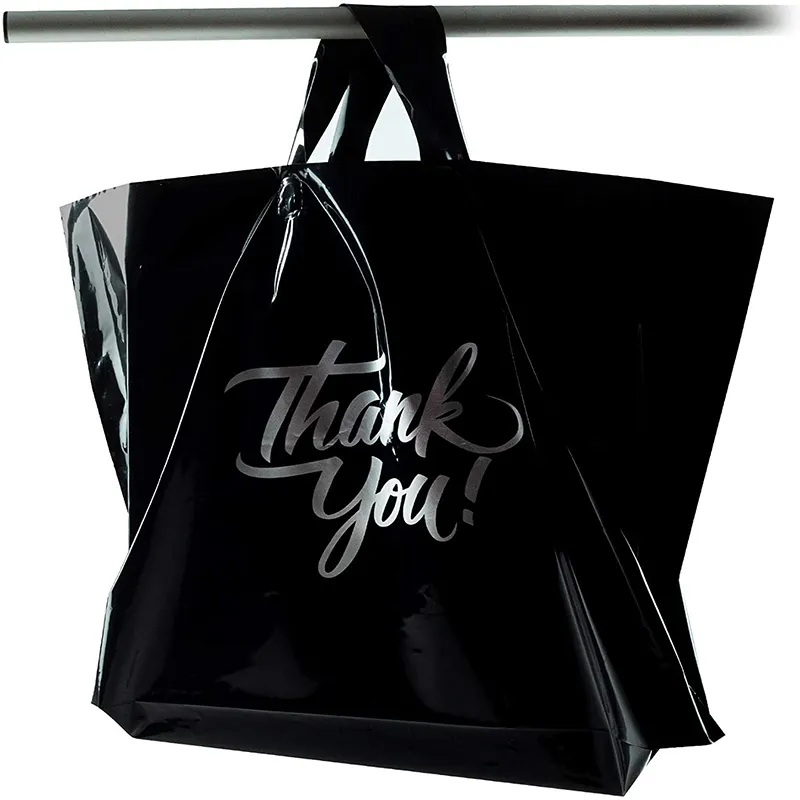 ถุงช้อปปิ้งพลาสติกหนานำกลับมาใช้ใหม่ได้,กระเป๋าใส่ของขวัญเครื่องประดับงานแต่งงานถุงพลาสติกสีดำ