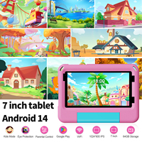 Tablette pour enfants haute Performance 7 pouces bleu rose avec Android 14 Wifi 3 Go Allwinner nouveau processeur Octa Core pour les jeux éducatifs