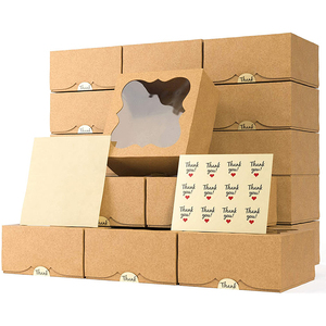 Food Packaging Box Brown Bakery Boxes Custom Printing With Window Waterproof For Cookies Pastry Cupcakes Pies Donuts