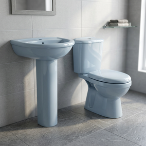 Conjunto de lavabo de pedestal de inodoro de dos piezas de cerámica de calidad comercial Color azul cielo para uso en el baño Mercado de Togo a un precio económico - Product Image 6