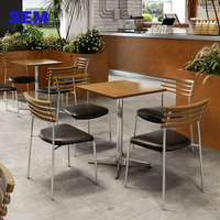 Set Tavolo e Sedie in Compensato Marino Moderno con Struttura in Acciaio Inossidabile per Ristoranti Ocean Board Cake, Caffetterie e Negozi di Tè al Latte