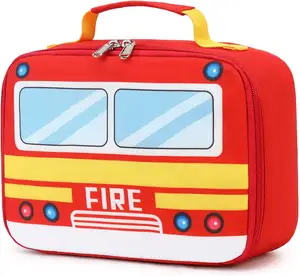 حقيبة صندوق تبريد صندوق مكافحة الحرائق مع بطانة سهلة التنظيف حقيبة غداء مدرسة معزولة للأطفال
