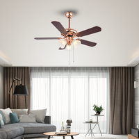 Ventilador de techo de 52 pulgadas personalizado con interruptor de control remoto de luz LED Tablero compuesto de 5 piezas para Baño