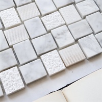 Mosaïque de carreaux en marbre blanc de Carrare rustique moderne, motif carré 3D, parquet, cuisine, villa, hôtel, extérieur, design graphique