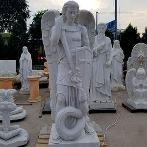 Statue d'archange Saint-Michel en marbre blanc pour église - Product Image 6