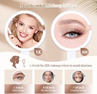 Miroir de maquillage portable M33 pour femme, double face, éclairé par LED, avec écran tactile, fonction personnalisée, pliable, à poser sur table