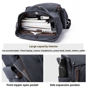 男士复古背包 大容量背包 高中大学生书包 笔记本电脑包 男士包袋 时尚定制 - Product Image 4