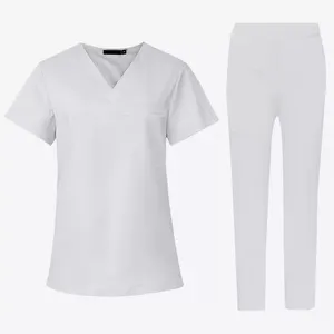 Alta Qualidade Hospital Scrubs Uniformes Conjuntos Poliéster Rayon Spandex Mulheres Scrub Conjuntos Uniformes Enfermagem Médico Scrubs