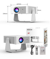 Mini projecteur Android 11.0 LED avec mise au point automatique Full HD 1080P, double WiFi6 2.4/5G, BT 5.0, cinéma maison, rotation à 180°, 1600 lumens
