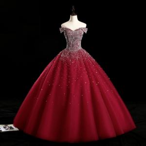 Abiti da Ballo di Lusso Personalizzati su Misura/Colore OEM con Spalle Scoperte e Perline Pesanti per Quinceañera e Diciottesimo Compleanno - Product Image 1