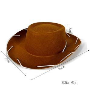 Hot Selling Grote Brede Rand Kinderen Cowboyhoed Met Touwtje Kind Vilten Fedora Cowboyhoed - Product Image 2