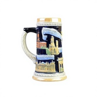 Chope à bière en céramique classique allemande Porte de Brandebourg Berlin Emblème de l'ours Souvenir de collection Tasse à vin Bière Cadeau pour bar à domicile