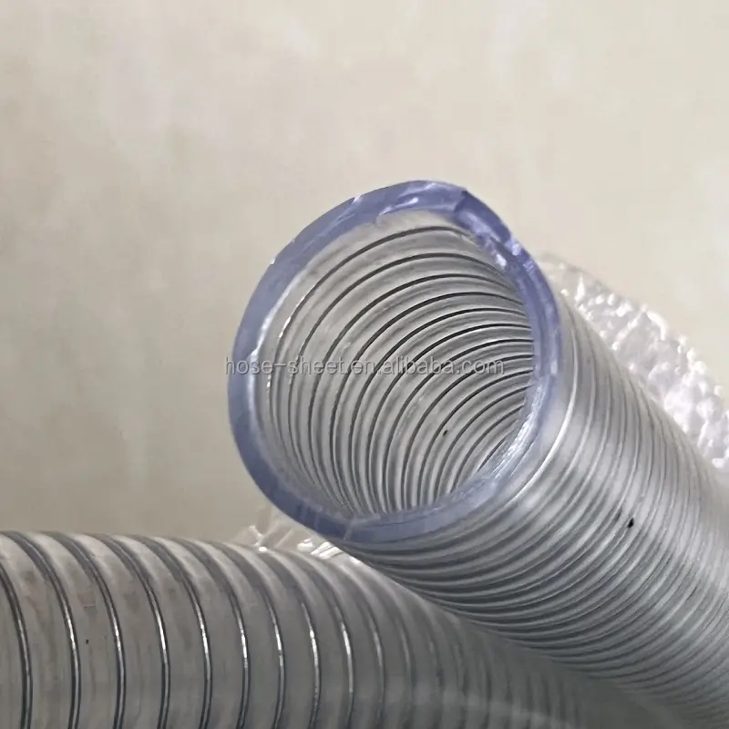 Tuyau flexible en maille renforcée transparente de 1 pouce en fil d'acier en spirale en PVC