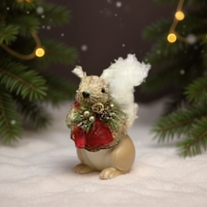 Homeera Christmas Squirrel Figurine 3.9in Matte Finish Indoor Decoration Living Room Ornament - Product Image 2