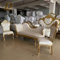 JINDA Ensemble de canapés en bois style royal, fauteuil trône pour mariage, salon, hôtel, chaises de luxe pour les mariés, causeuse