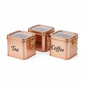 Set of 3 75x100x150 mm <b>Rectangular</b> Metal Boxes with Wire Clasp and Transparent Rose Lid Elegant Metal <b>Baskets</b> - Product Image 2